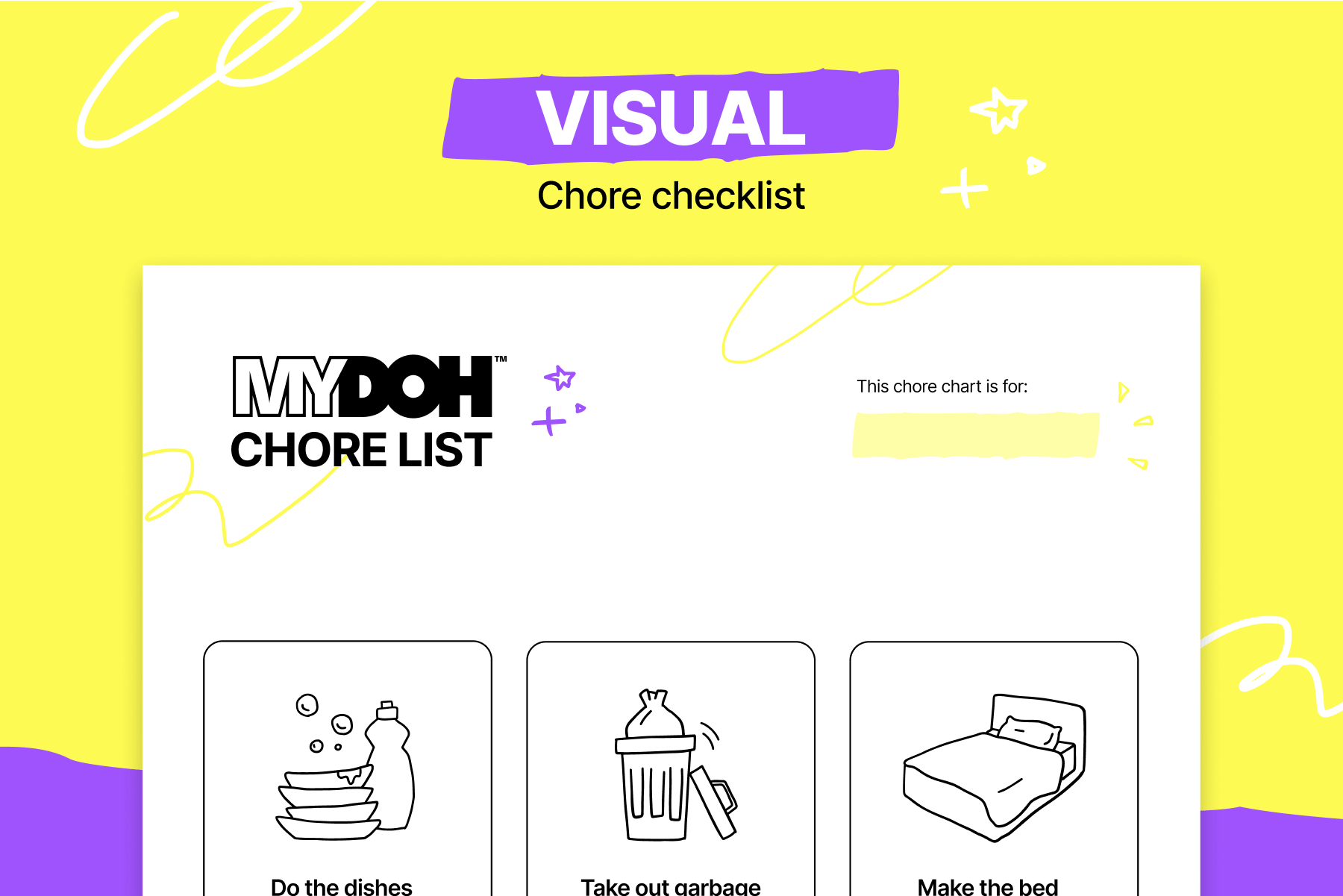 Visual chore chart checklist